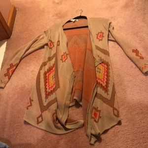Multi colored cardigan - tan orange and red